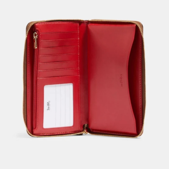 Coach Large Phone Wallet Wristlet Signature Canvas Monogram Crayon Hearts - Picture 14 of 16